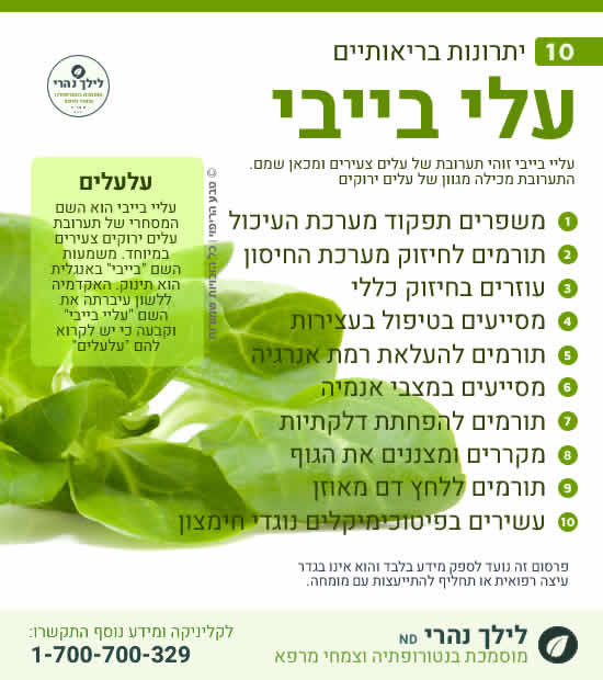 עלי בייבי - תרומה בריאותית לעיכול תקין