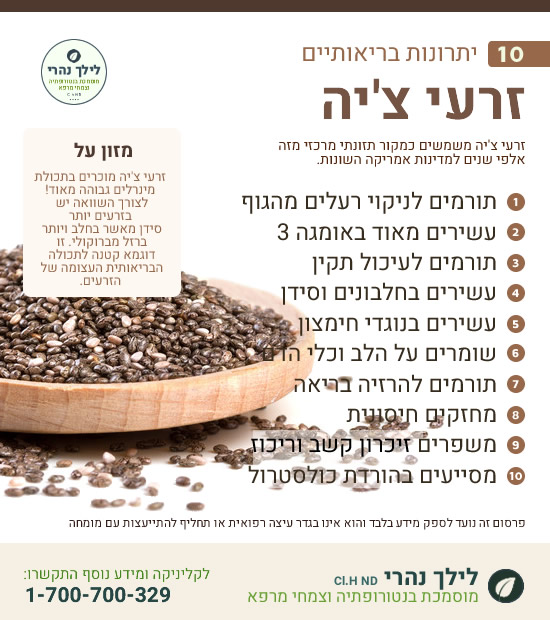 זרעי צ'יה – 10 יתרונות בריאותיים