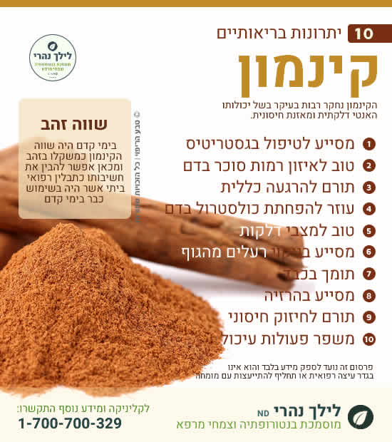 קינמון • תרומה לטיפול בגסטריטיס