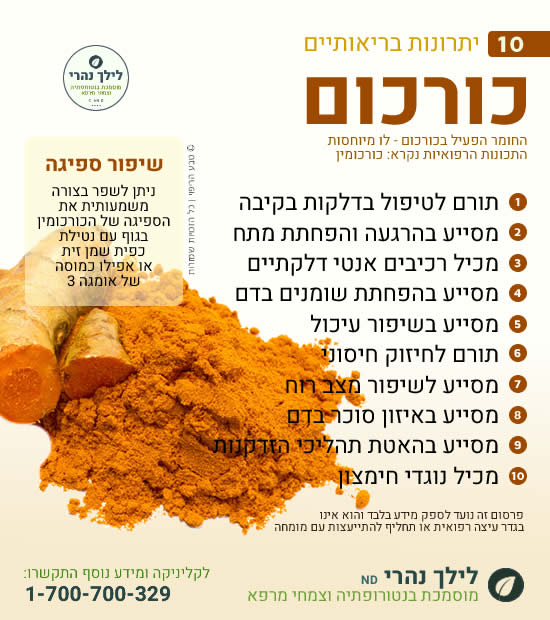 כורכום • כיצד תורם לטיפול בגסטריטיס