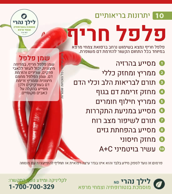 פלפל חריף - יתרונות ותרומה בריאותית
