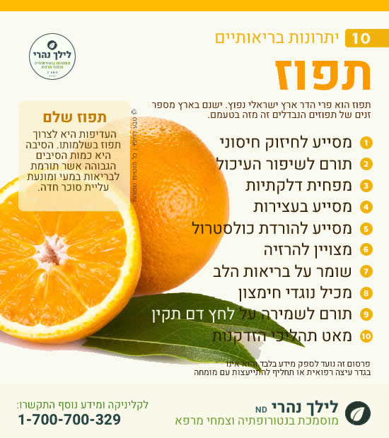 תפוז - תרומה בריאותית לעיכול וחיזוק חיסוני