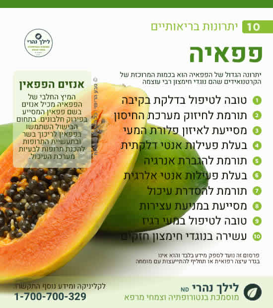 פפאיה וכיצד מסייעת לבריאות עיכול, דלקת בקיבה ומעי רגיז