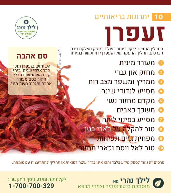 זעפרן – תרומה בריאותית ויתרונות