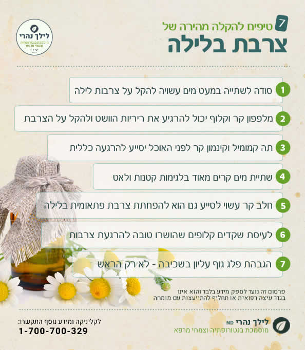 הקלה על צרבת בלילה
